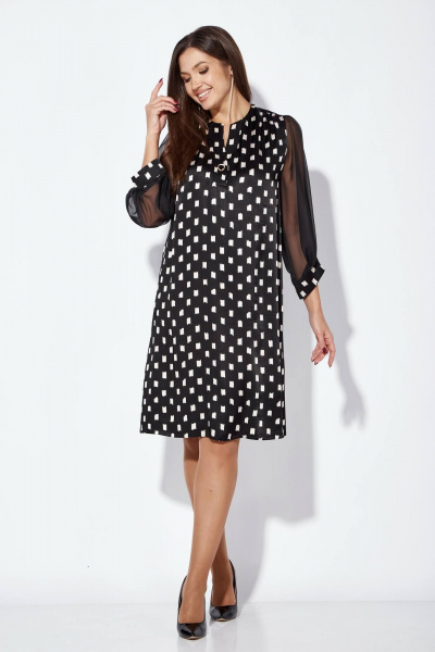 Черное платье А-силуэта с вышивкой из паэток и рукавом 3/4 TAiER 1255 - фото 8