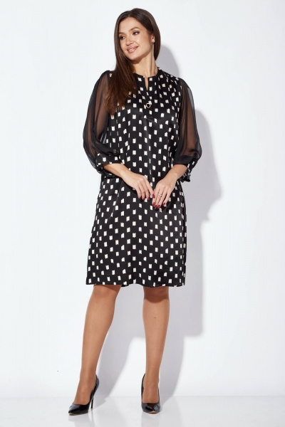 Черное платье А-силуэта с вышивкой из паэток и рукавом 3/4 TAiER 1255 - фото 2