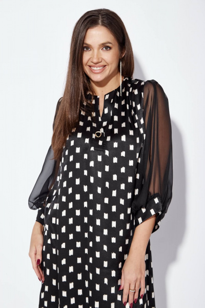 Черное платье А-силуэта с вышивкой из паэток и рукавом 3/4 TAiER 1255 - фото 4