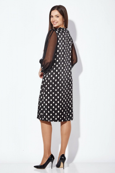 Черное платье А-силуэта с вышивкой из паэток и рукавом 3/4 TAiER 1255 - фото 9