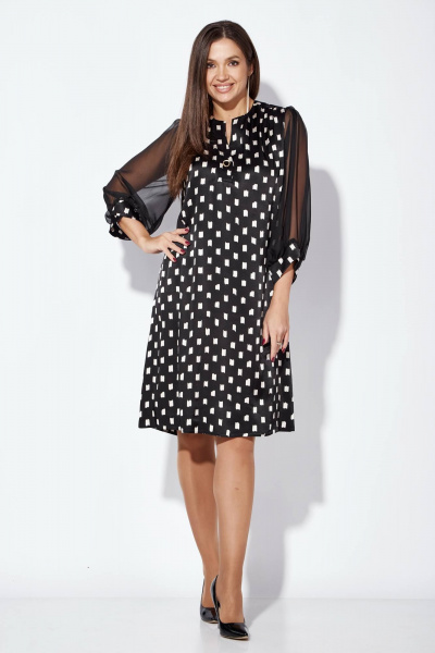 Черное платье А-силуэта с вышивкой из паэток и рукавом 3/4 TAiER 1255 - фото 1