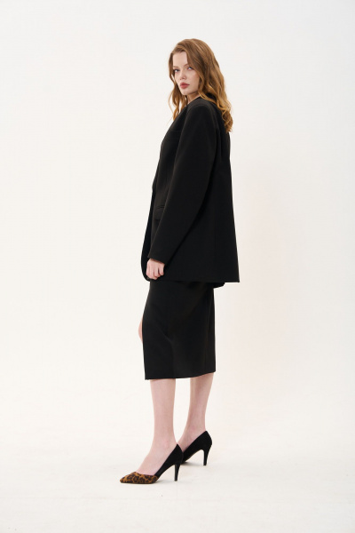 Черный жакет свободного кроя с двубортной застежкой FLAIM 1041 черный - фото 13