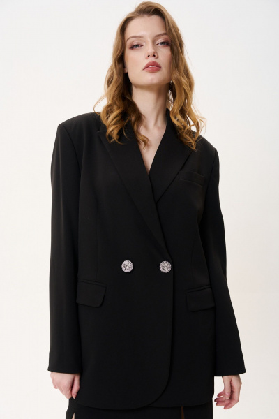Черный жакет свободного кроя с двубортной застежкой FLAIM 1041 черный - фото 1