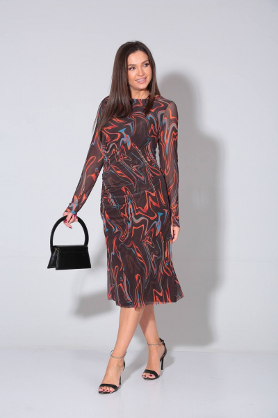 Платье на запах из текстиля с поясом и асимметричным низом Verita 2266 - фото 2