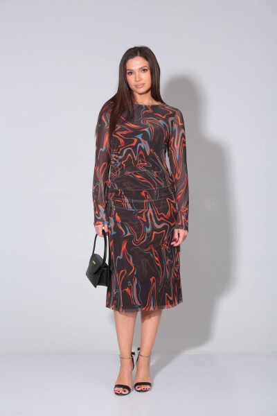 Платье на запах из текстиля с поясом и асимметричным низом Verita 2266 - фото 1