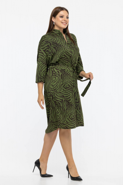 Платье из шифона с украшениями и свободным кроем Avila 0946 зеленый - фото 8