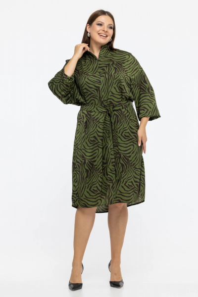 Платье из шифона с украшениями и свободным кроем Avila 0946 зеленый - фото 1