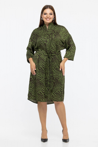 Платье из шифона с украшениями и свободным кроем Avila 0946 зеленый - фото 6