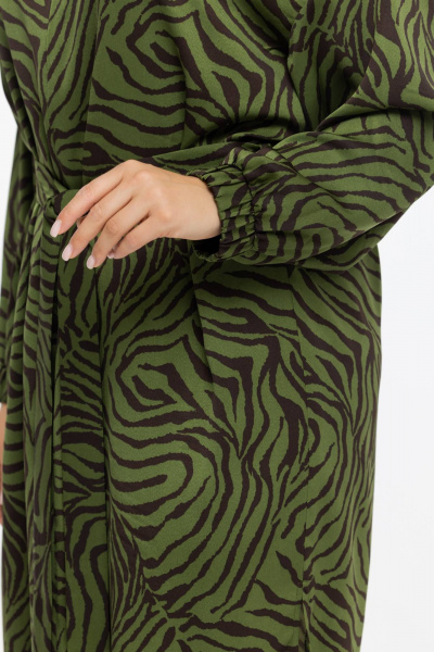 Платье из шифона с украшениями и свободным кроем Avila 0946 зеленый - фото 5