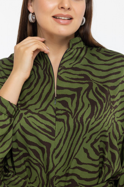 Платье из шифона с украшениями и свободным кроем Avila 0946 зеленый - фото 3