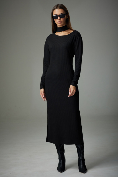 Демисезонное платье с капелькой на одно плечо и разрезами N.O.W. 1339-1 - фото 1