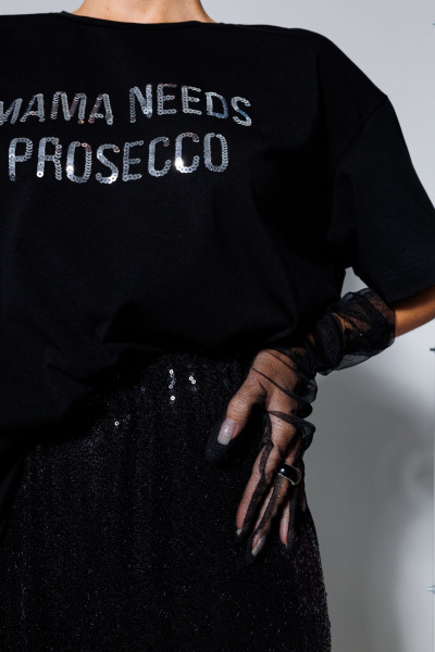 Юбка в пол в пайетки на резинке с высоким разрезом для утонченного образа KOKOdea 5.15 черный - фото 3