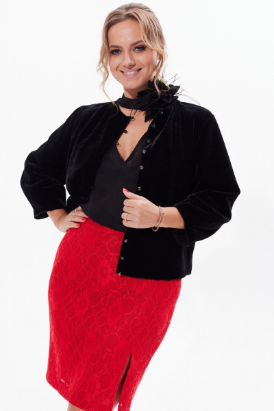 Юбка-карман с разрезом из объемного кружева Condra 12090 красный - фото 8