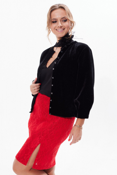 Юбка-карман с разрезом из объемного кружева Condra 12090 красный - фото 6