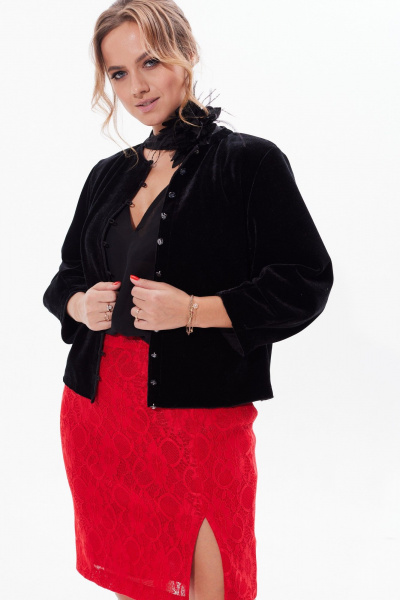 Юбка-карман с разрезом из объемного кружева Condra 12090 красный - фото 5