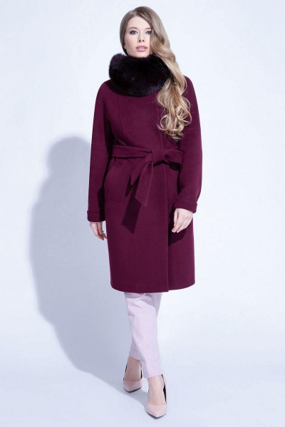 Пальто ElectraStyle НП4У-9127-128 бург. - фото 1