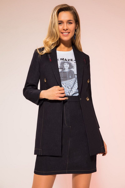 Жакет LaVeLa L30025 темно-синий - фото 1