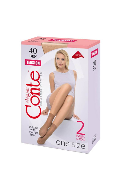 Носки плотные с уплотненной резинкой бежевые CONTE Tension_40_(2_пары)_23-25_Natural - фото 2