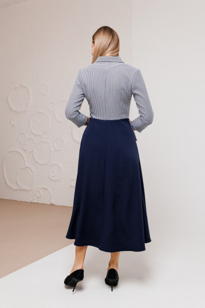 Голубое платье-футляр с баской и имитацией запаха Ambera Style 1034L синий - фото 6