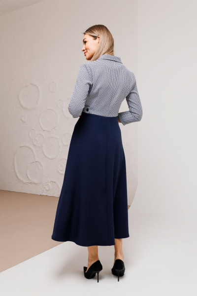 Голубое платье-футляр с баской и имитацией запаха Ambera Style 1034L синий - фото 2