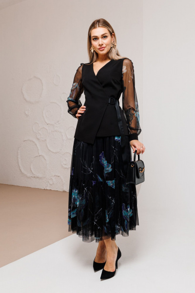 Жакет, юбка Ambera Style 2055 черный - фото 1