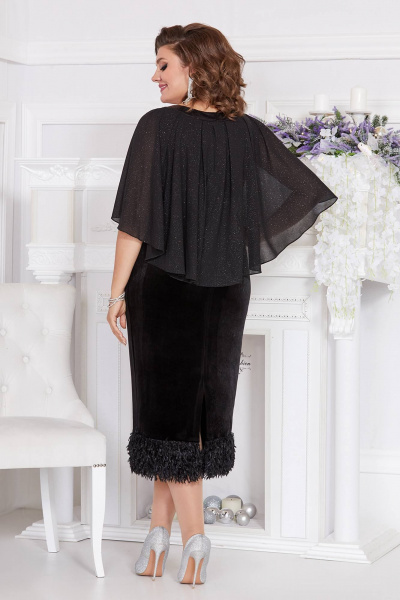 Элегантное платье из бархата и шифона с разрезом Mira Fashion 5362 - фото 3