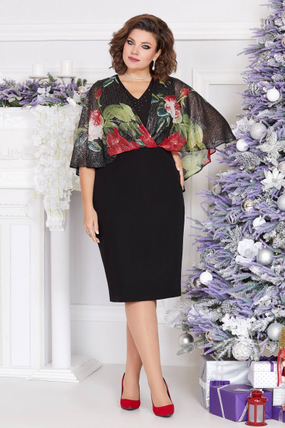 Платье из шифона с принтом и эффектной накидкой Mira Fashion 5360 - фото 1