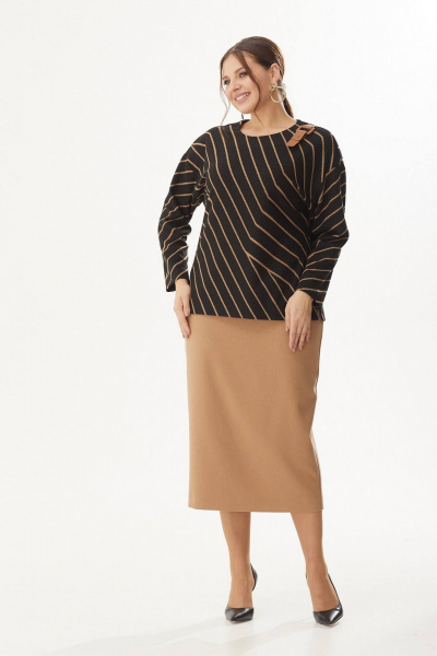 Джемпер и юбка из трикотажа Koketka i K 1104 черный+бежевый - фото 4