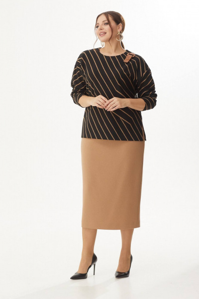 Джемпер и юбка из трикотажа Koketka i K 1104 черный+бежевый - фото 2