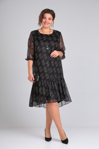 Круглогодичное нарядное платье с шифоновой воланами отделкой БагираАнТа 835 дизайн"dior" - фото 1