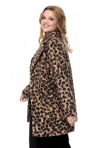 Пальто демисезонное на подкладке с накладными карманами БелЭльСтиль 825-1_88_22 леопард - фото 8