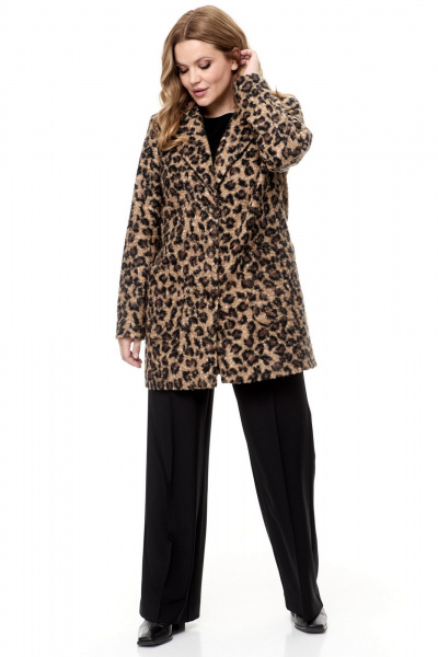 Пальто демисезонное на подкладке с накладными карманами БелЭльСтиль 825-1_88_22 леопард - фото 4