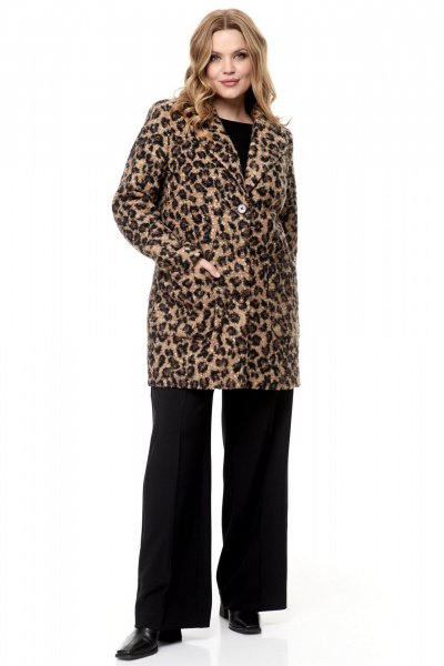 Пальто демисезонное на подкладке с накладными карманами БелЭльСтиль 825-1_88_22 леопард - фото 3