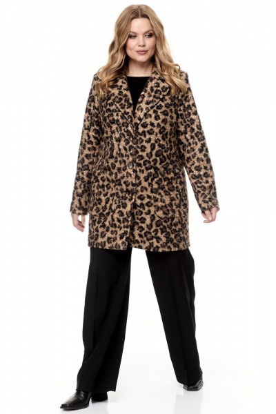 Пальто демисезонное на подкладке с накладными карманами БелЭльСтиль 825-1_88_22 леопард - фото 2