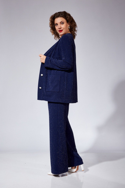 Комплект брюки джемпер топ нарядный трикотаж VI ORO VR-1102 синий - фото 12