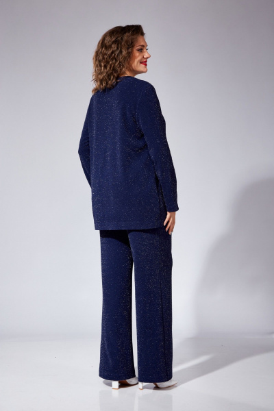 Комплект брюки джемпер топ нарядный трикотаж VI ORO VR-1102 синий - фото 11