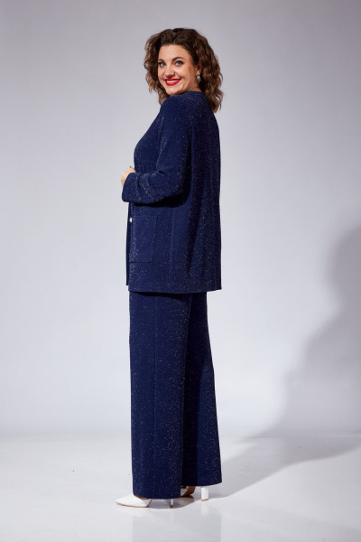 Комплект брюки джемпер топ нарядный трикотаж VI ORO VR-1102 синий - фото 9