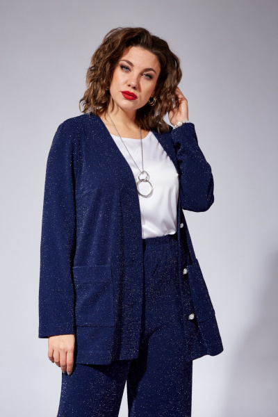 Комплект брюки джемпер топ нарядный трикотаж VI ORO VR-1102 синий - фото 8