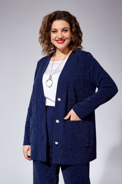 Комплект брюки джемпер топ нарядный трикотаж VI ORO VR-1102 синий - фото 6