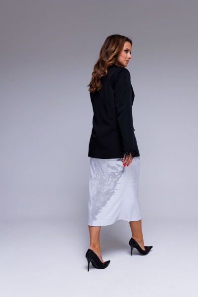 Жакет нарядный с перьями на съемных рукавах AURA otd 1084 черный - фото 6