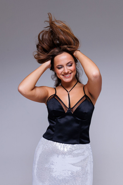 Корсет нарядный с сеткой на бретелях AURA otd 2129 черный - фото 7