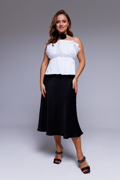 Белый топ из текстиля с складками и боковой молнией AURA otd 2131 белый - фото 4