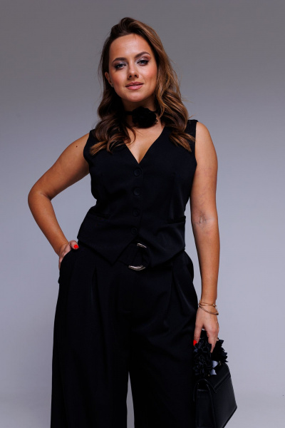 Жилет классический черный нарядный Круглогодичный AURA otd 2132 черный - фото 1