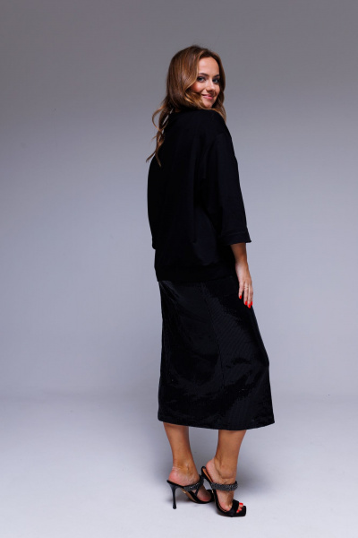 Юбка миди в пайетки черная для вечерних нарядов AURA otd 5044 черный - фото 10