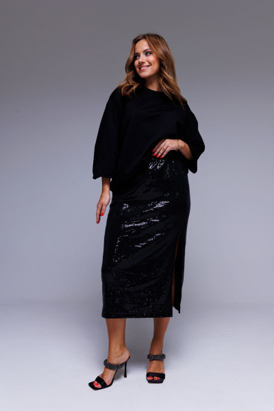 Юбка миди в пайетки черная для вечерних нарядов AURA otd 5044 черный - фото 9