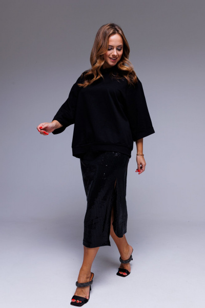 Юбка миди в пайетки черная для вечерних нарядов AURA otd 5044 черный - фото 8