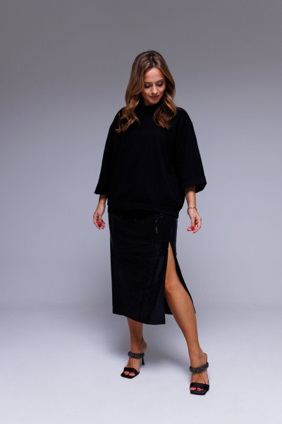 Юбка миди в пайетки черная для вечерних нарядов AURA otd 5044 черный - фото 5