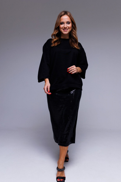 Юбка миди в пайетки черная для вечерних нарядов AURA otd 5044 черный - фото 4