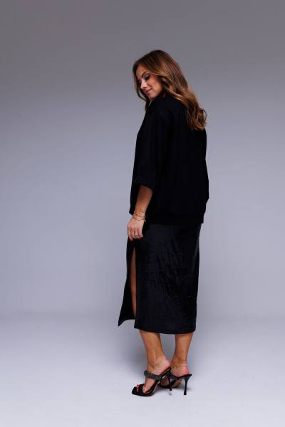 Юбка миди в пайетки черная для вечерних нарядов AURA otd 5044 черный - фото 2