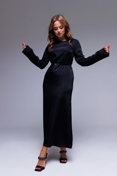 Платье нарядное макси из дабл шёлка AURA otd 3229 черный - фото 11